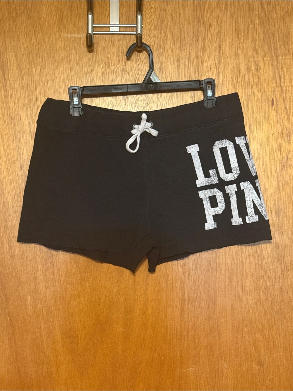 PINK Victoria's Secret Black Athletic Lounge Shorts with White Accents Sz M